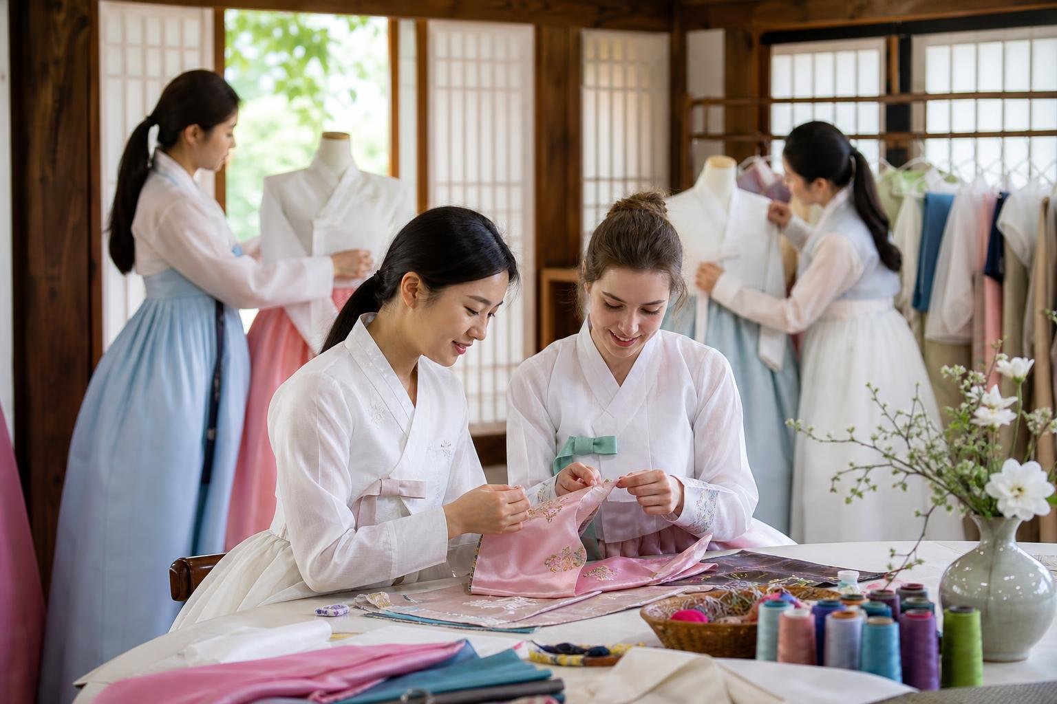 Original editorial illustration for Korean cultural education hanbok workshop photo