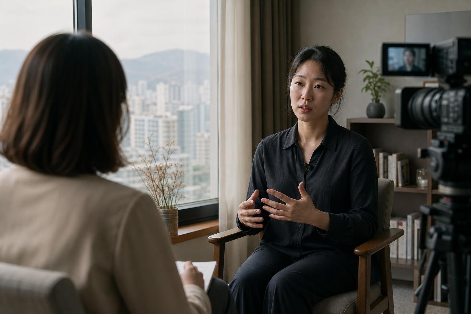 Original editorial illustration for North Korean defector interview media culture photo