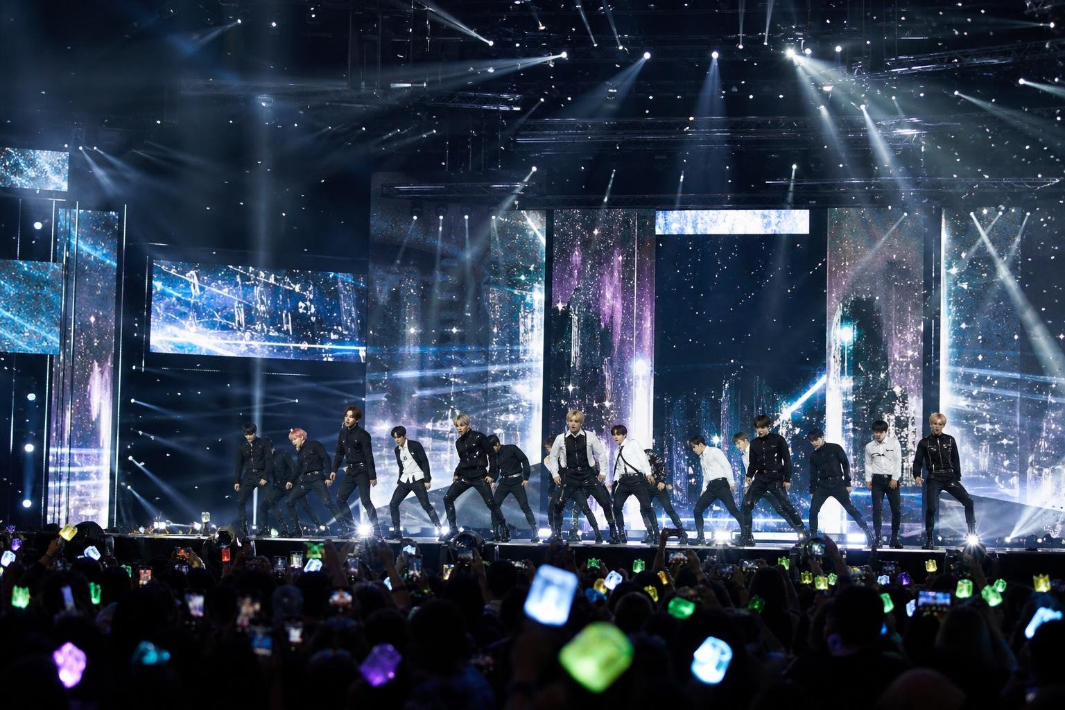 Original editorial illustration for KCON LA 2026 NCT 127 TXT stage photo