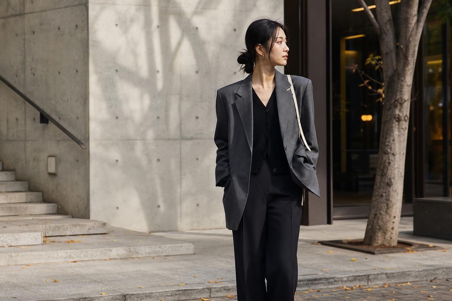 Original editorial illustration for Seoul minimalist tailoring street style licensed editorial