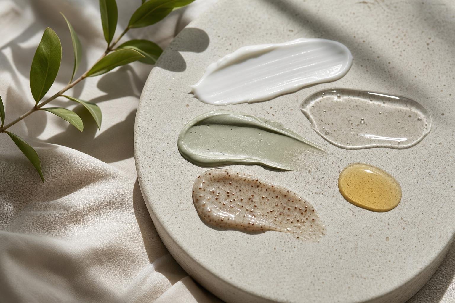 Original editorial illustration for K-beauty skincare texture swatch editorial